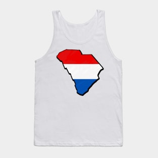 Red, White, and Blue South Carolina Outline Tank Top